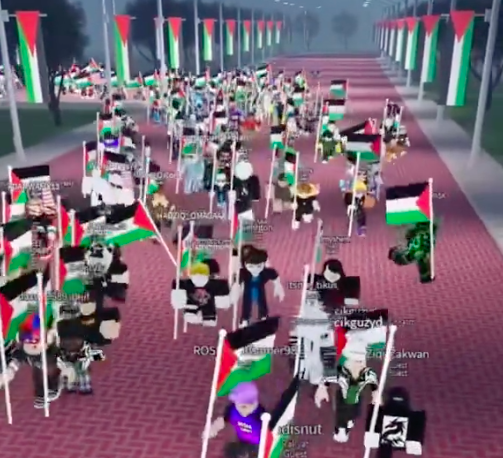 Hundreds of kids rally in Roblox for 'Free Palestine' protests